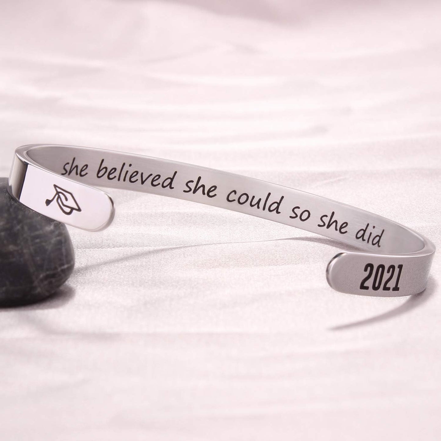 Inspirational Cuff Bracelet Bangle for Women Teen Girls - Birthday Jewelry Quotes - Friend Gift for Her Mom