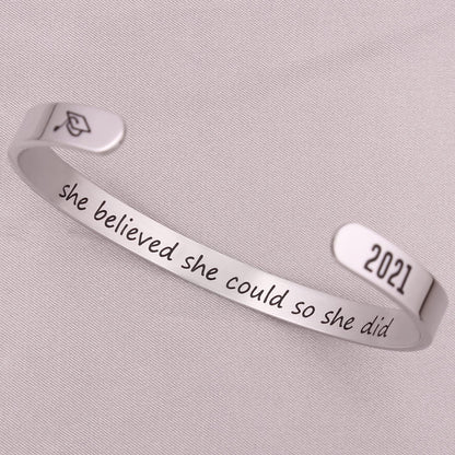Inspirational Cuff Bracelet Bangle for Women Teen Girls - Birthday Jewelry Quotes - Friend Gift for Her Mom