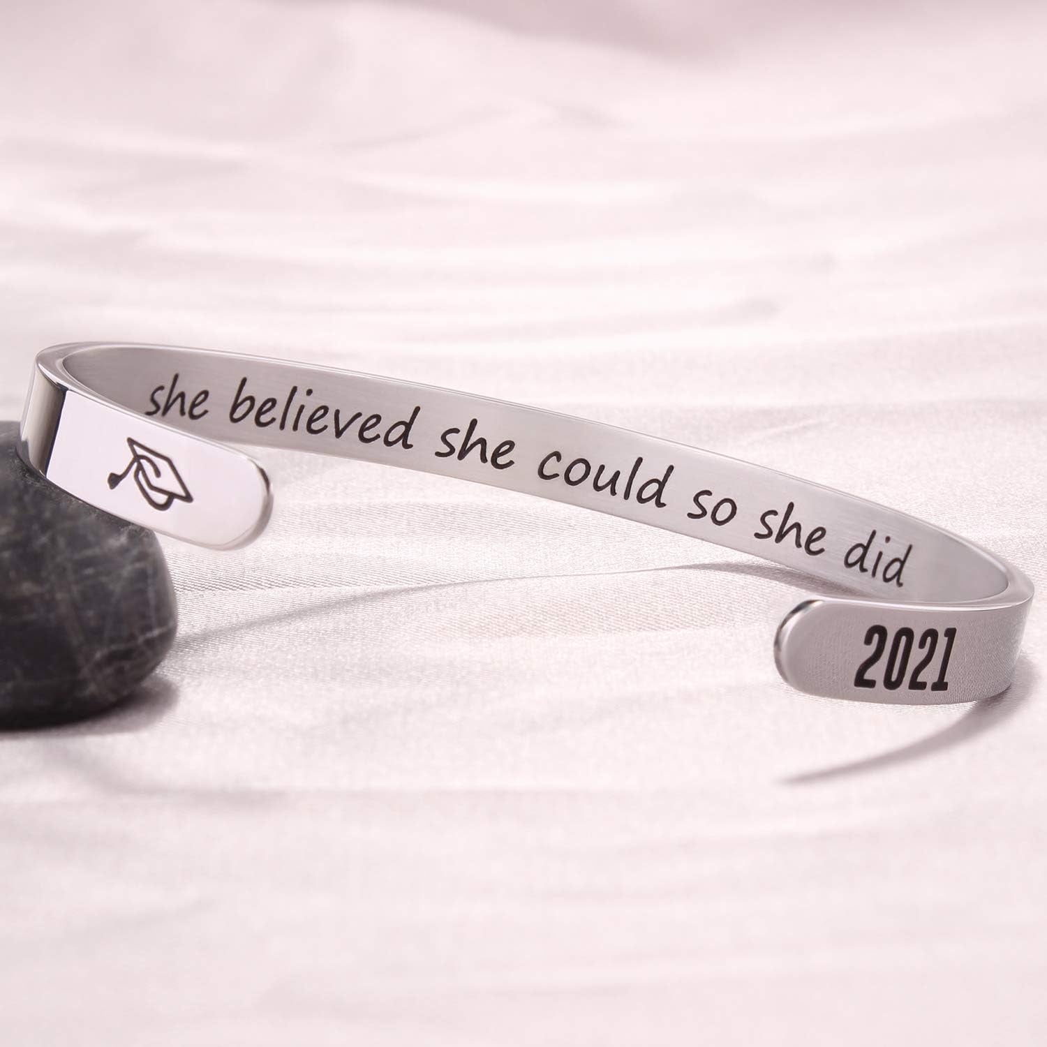 Inspirational Cuff Bracelet Bangle for Women Teen Girls - Birthday Jewelry Quotes - Friend Gift for Her Mom